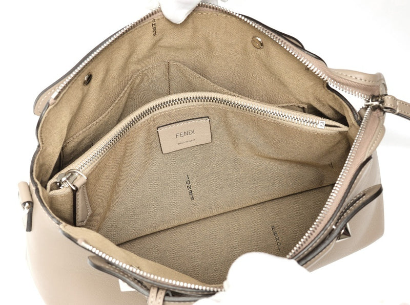 FENDI By the Way Medium Boston Bag 8BL146 Leather Greige S-158686 New Arrival