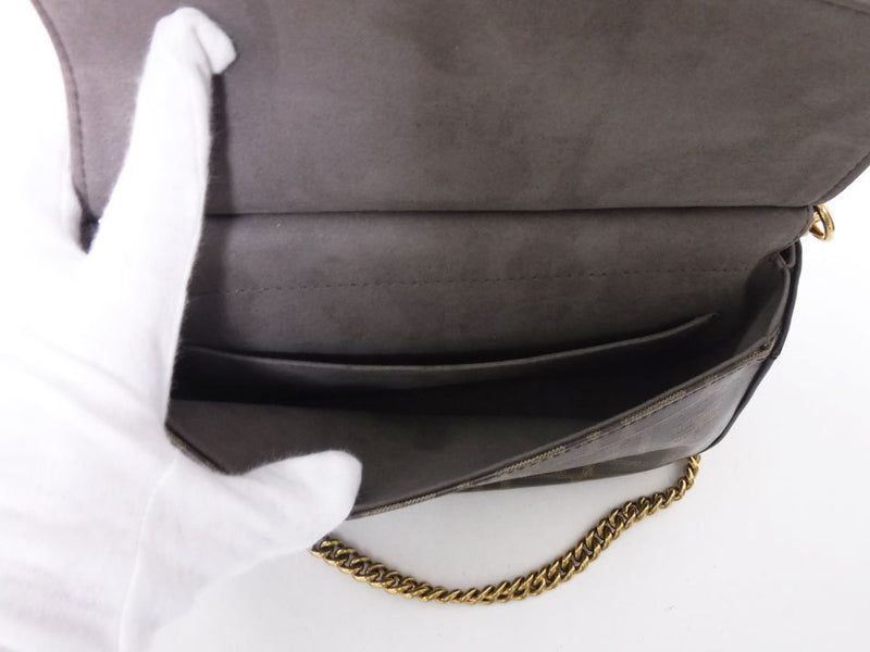 Free Shipping FENDI Handbag Chain Shoulder Bag 2WAY DOUBLE F SMALL Brown Gray