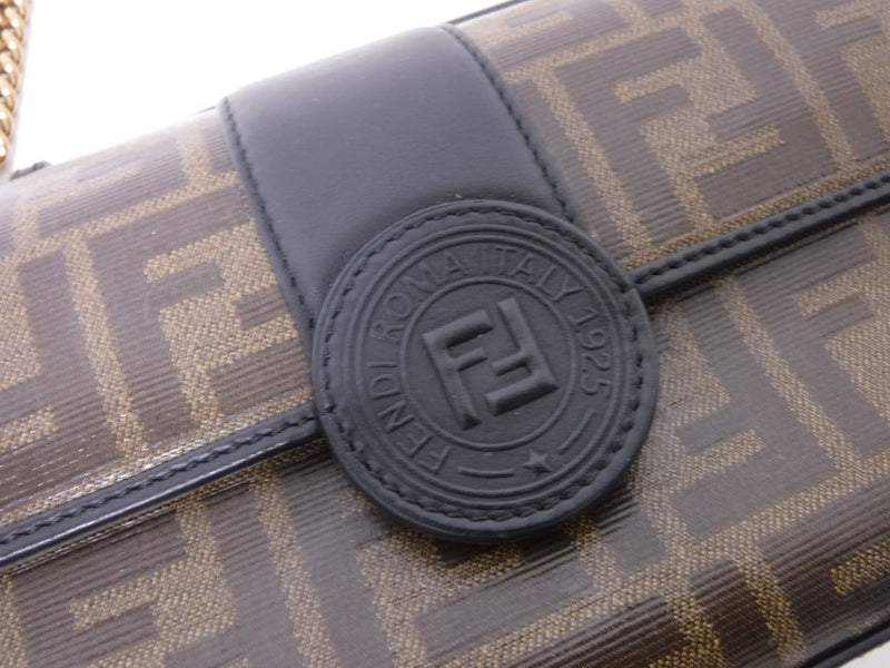 Free Shipping FENDI Handbag Chain Shoulder Bag 2WAY DOUBLE F SMALL Brown Gray