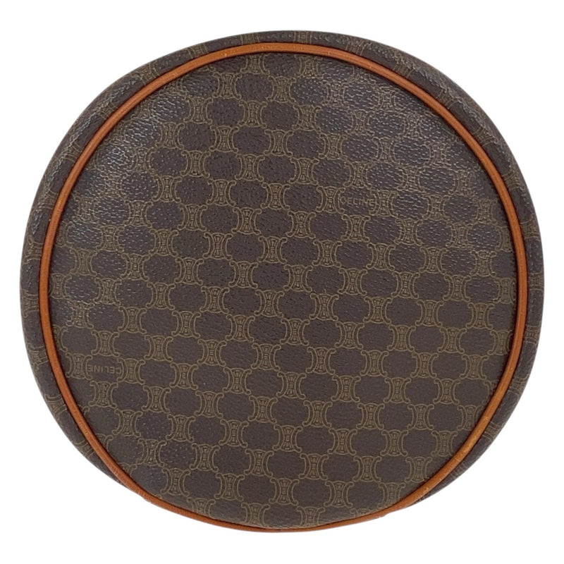 CELINE Vintage Macadam Brown Gold Hardware PVC Handbag Vanity Bag Women's