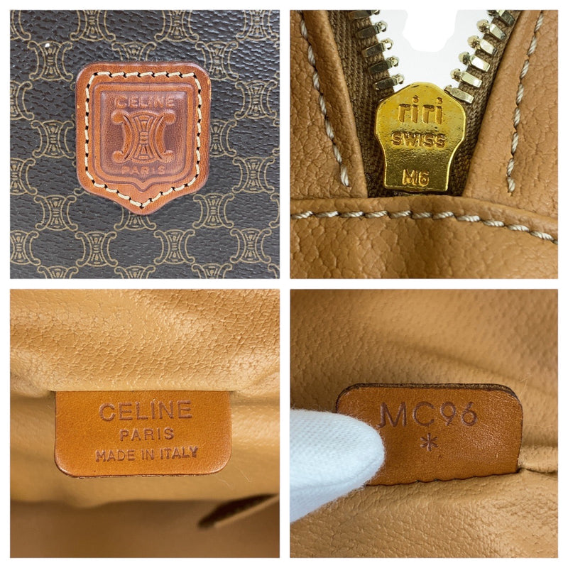 CELINE Vintage Macadam Brown Gold Hardware PVC Handbag Vanity Bag Women's