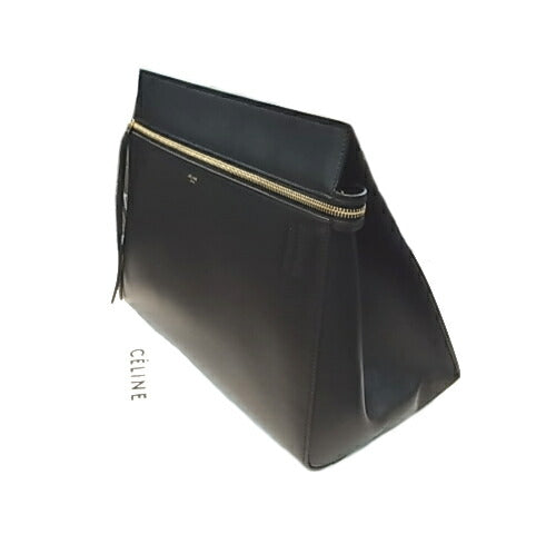 :CELINE 172603 Large Edge Black Leather Calf Shoulder Bag Handbag One Shoulder