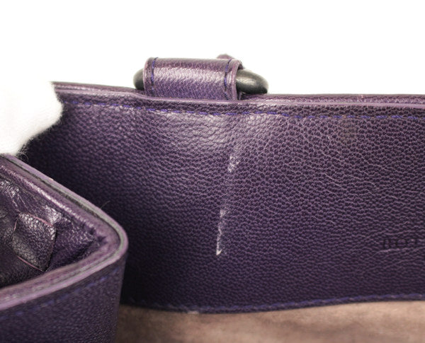 BOTTEGAVENETA Intrecciato Handbag Purple Color 10622 [Used]