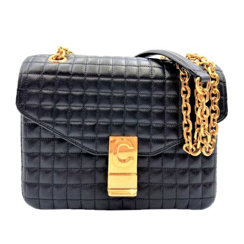 [Used] CELINE C Medium Chain Shoulder Bag S, CU, 5128 Bag Black Gold Hardware