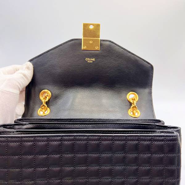 [Used] CELINE C Medium Chain Shoulder Bag S, CU, 5128 Bag Black Gold Hardware