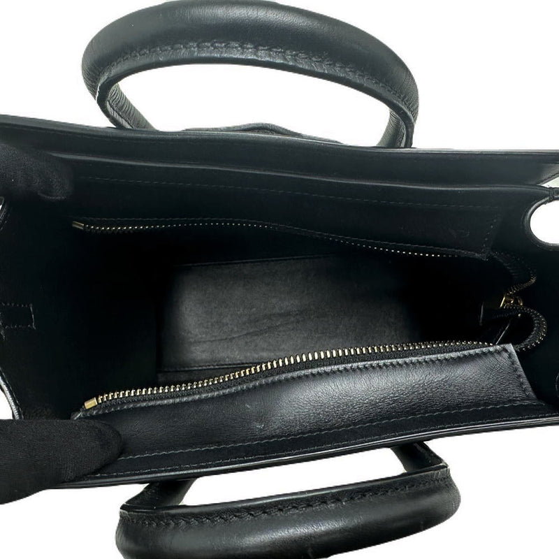 ◆CELINE◆ Handbag/Luggage Nano Shopper/Leather/Black x White/168243 [BAG4295]