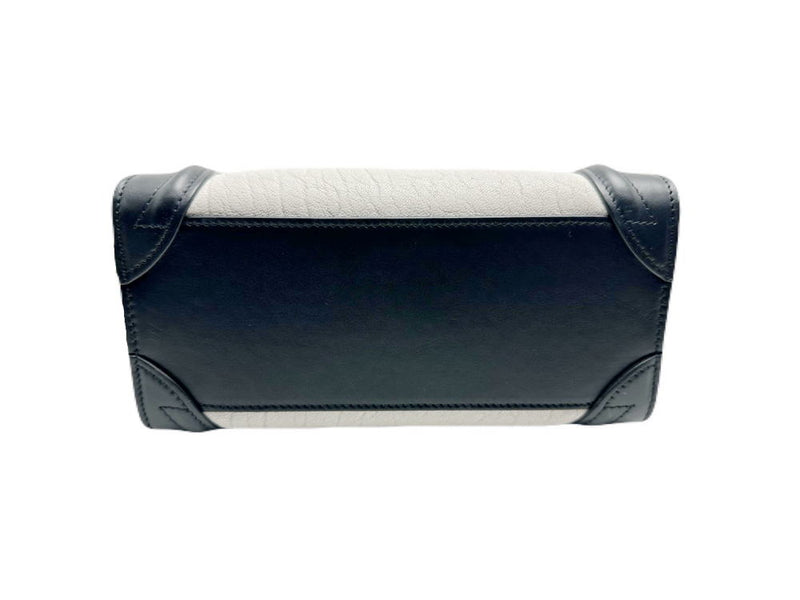 ◆CELINE◆ Handbag/Luggage Nano Shopper/Leather/Black x White/168243 [BAG4295]