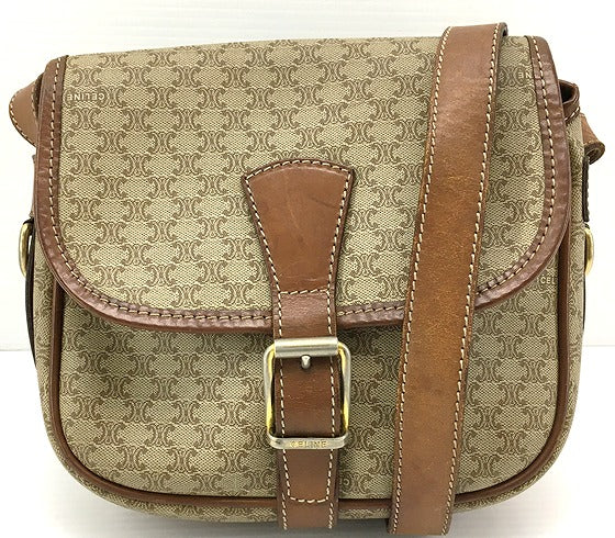[Used] CELINE OLD Old Vintage Macadam Pattern Riri Zip Shoulder Bag [Ichinomiya