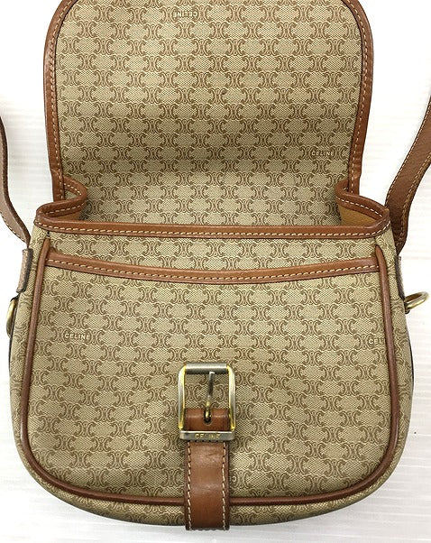 [Used] CELINE OLD Old Vintage Macadam Pattern Riri Zip Shoulder Bag [Ichinomiya