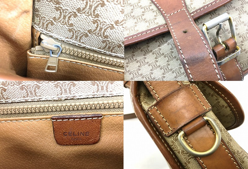 [Used] CELINE OLD Old Vintage Macadam Pattern Riri Zip Shoulder Bag [Ichinomiya