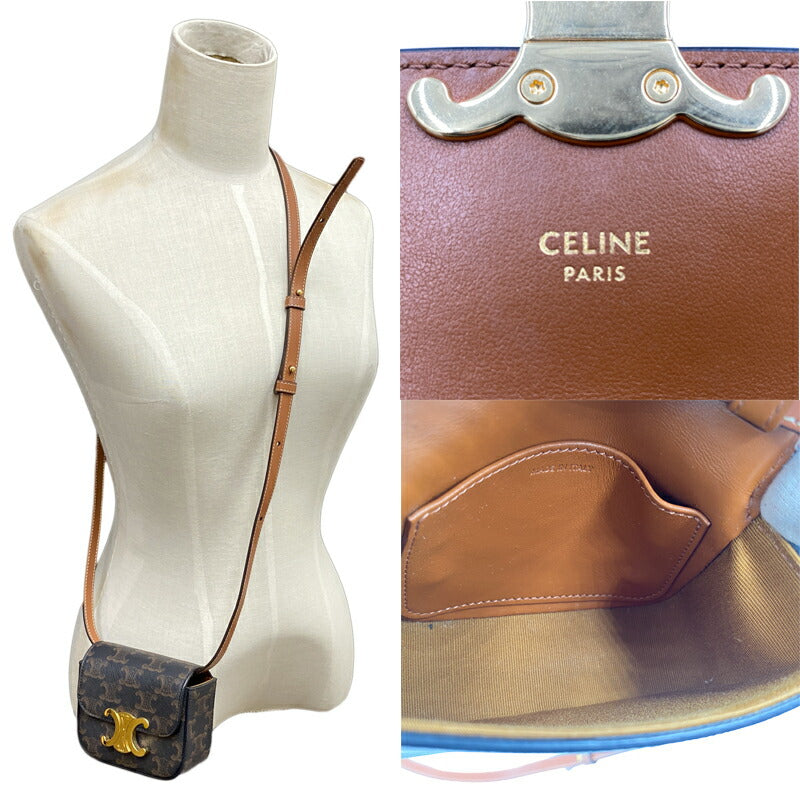 ★Good condition★CELINE Mini Triomphe Micro Bag Crossbody Used A [Tsujiya Pawn