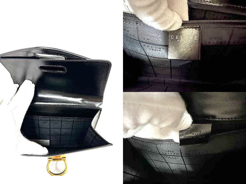 [Used] CELINE Women's Gancini Black Double Flap Handbag