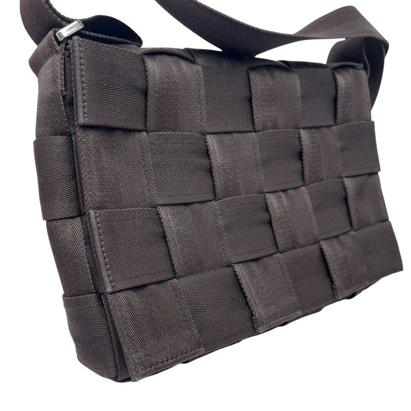Bottega VENETA Vebbing Cassette Shoulder Bag Intrecciato Canvas Brown Like New