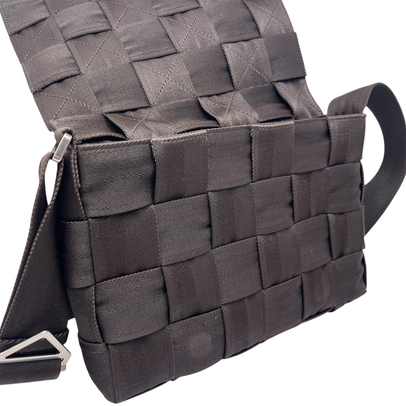 Bottega VENETA Vebbing Cassette Shoulder Bag Intrecciato Canvas Brown Like New