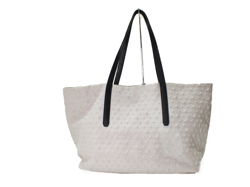 JIMMY CHOO Star embossed tote bag White A4 size storage Mother's bag Work bag