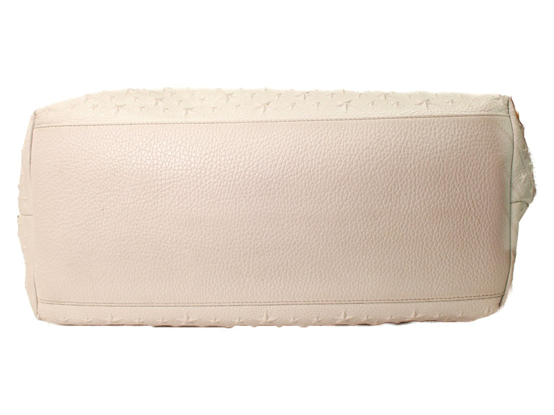 JIMMY CHOO Star embossed tote bag White A4 size storage Mother's bag Work bag