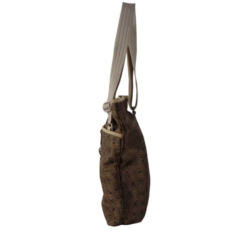 "Used" Salvatore Ferragamo Canvas Shoulder Bag Pochette Gancini Metal Fittings