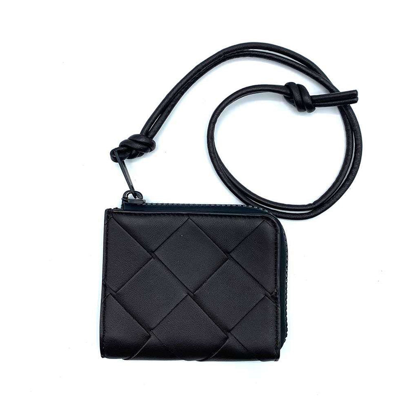 Bottega Veneta Maxi Intrecciato Coin Case L-shaped Zipper Dark Brown 639328