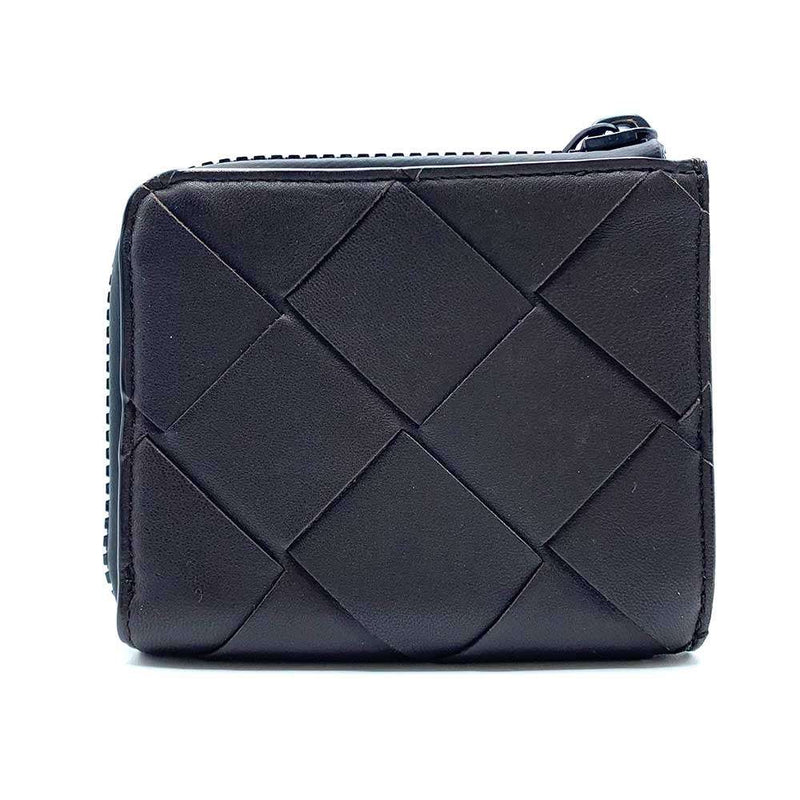 Bottega Veneta Maxi Intrecciato Coin Case L-shaped Zipper Dark Brown 639328