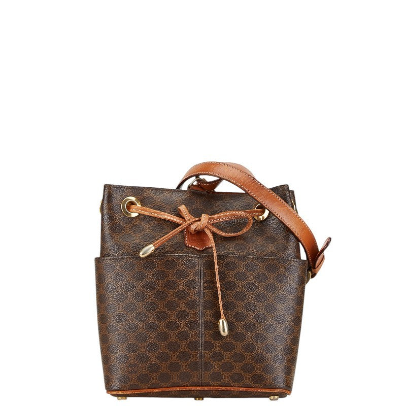 Used Celine bag shoulder drawstring type macadam PVC leather B rank brown