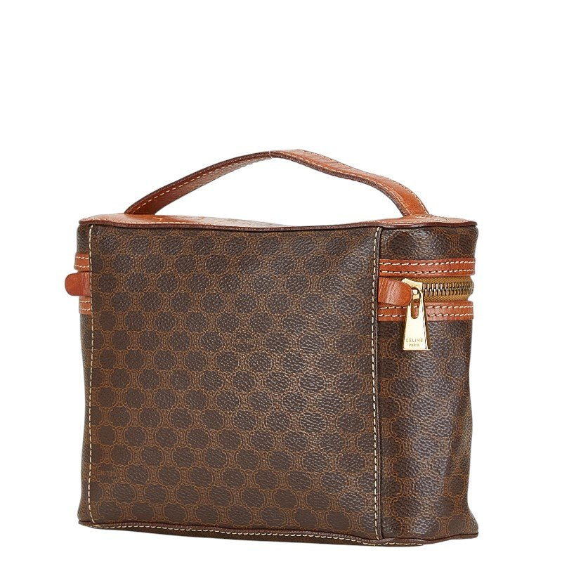 Used Celine Vanity Bag Handbag Pouch AB Rank Macadam Brown PVC Leather CELINE