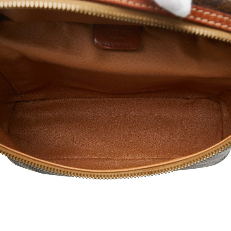 Used Celine Vanity Bag Handbag Pouch AB Rank Macadam Brown PVC Leather CELINE