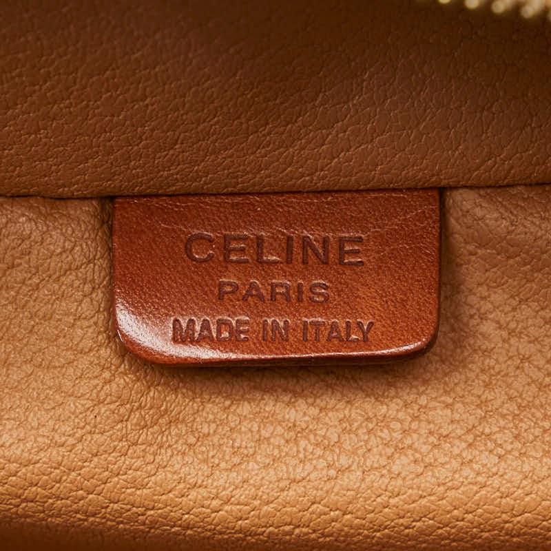 Used Celine Vanity Bag Handbag Pouch AB Rank Macadam Brown PVC Leather CELINE