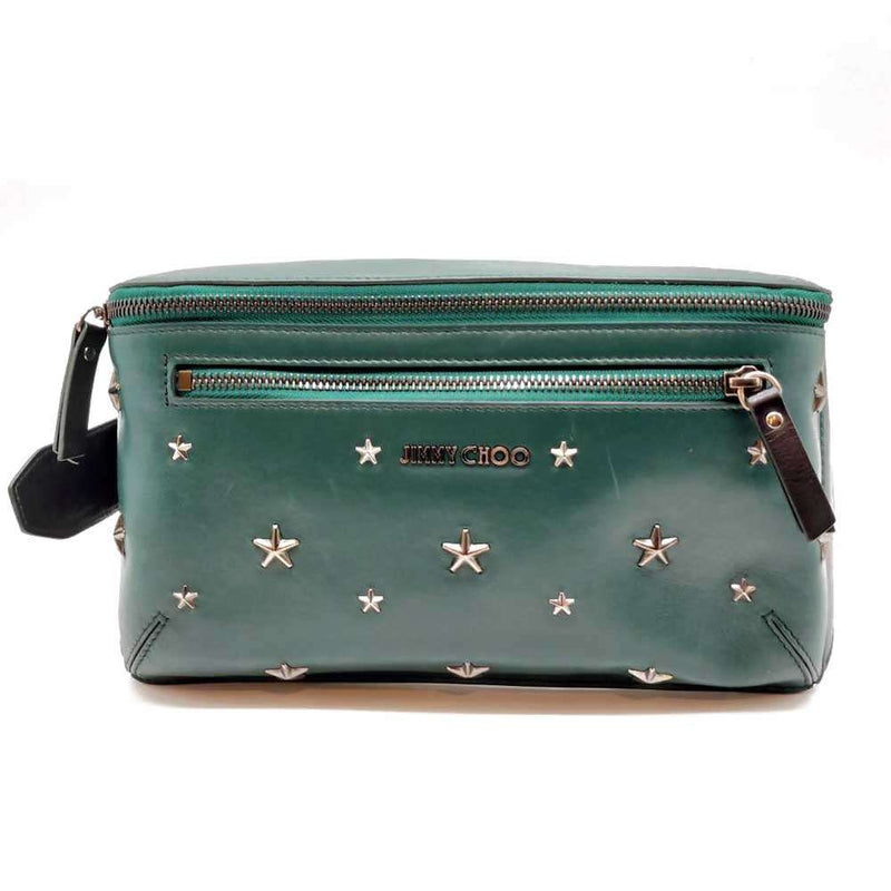 Jimmy Choo Body Bag Green x Black Green x Black Leather Star Studs Silver Metal
