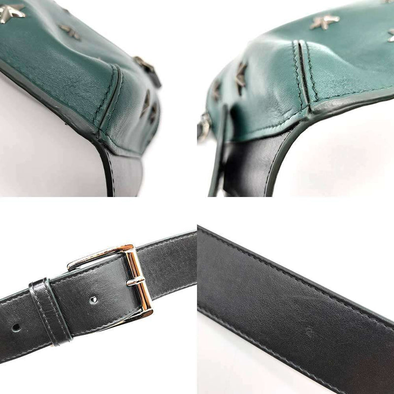 Jimmy Choo Body Bag Green x Black Green x Black Leather Star Studs Silver Metal