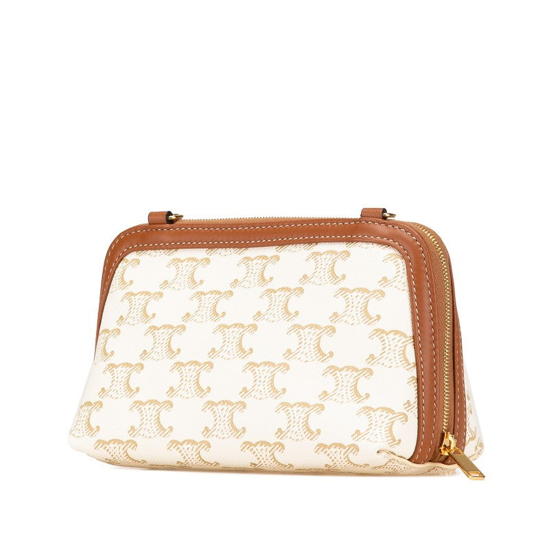,Used, beautiful Celine bag, Triomphe chain, crossbody, shoulder, white, brown,