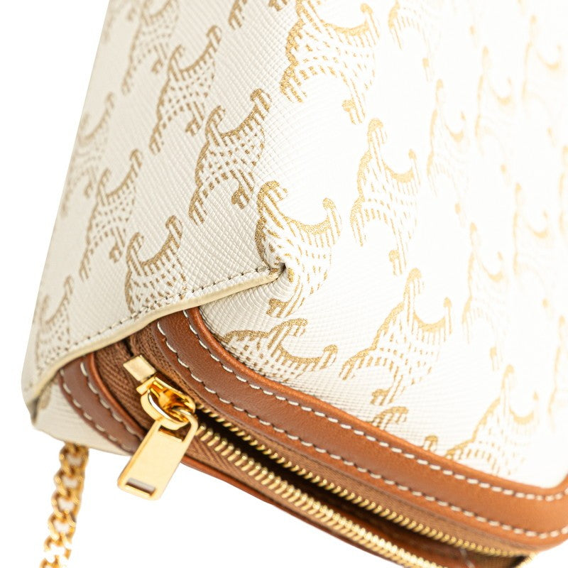 ,Used, beautiful Celine bag, Triomphe chain, crossbody, shoulder, white, brown,