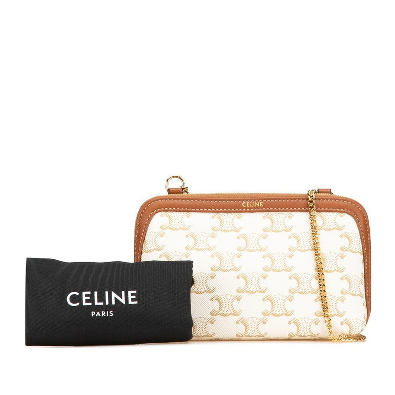 ,Used, beautiful Celine bag, Triomphe chain, crossbody, shoulder, white, brown,