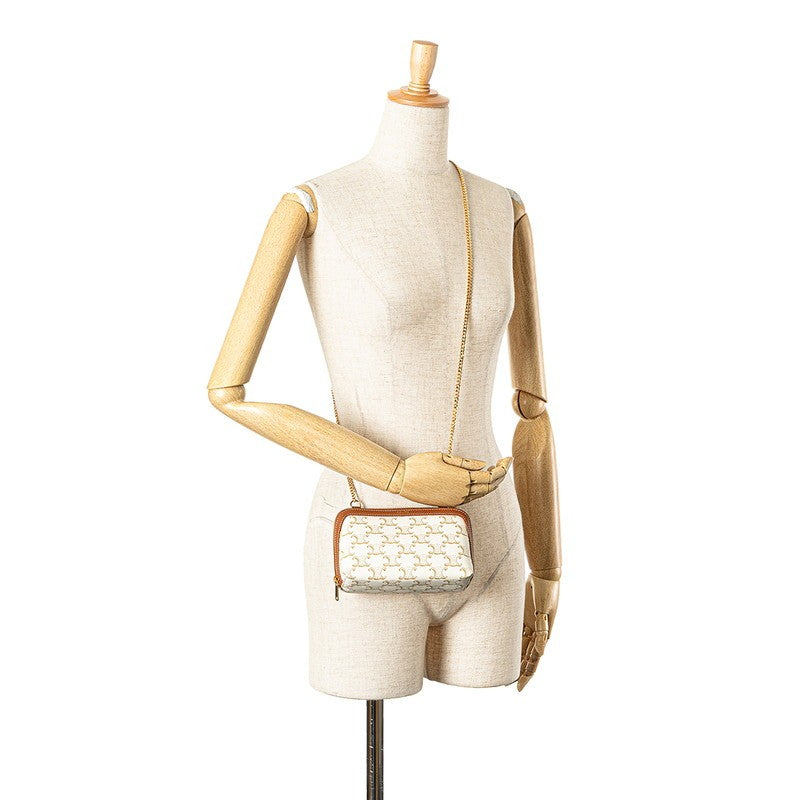 ,Used, beautiful Celine bag, Triomphe chain, crossbody, shoulder, white, brown,