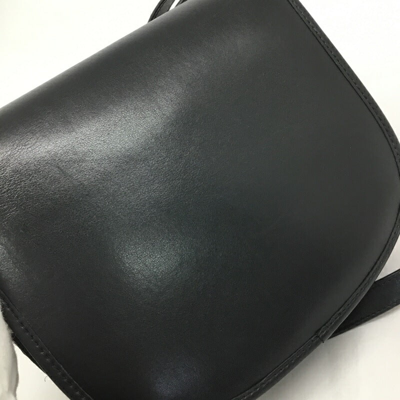 CELINE Medium Buzas Triomphe Shoulder Bag Leather Black Silver Hardware Women's