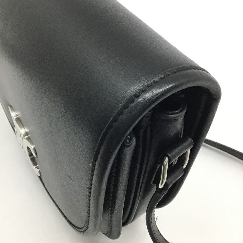 CELINE Medium Buzas Triomphe Shoulder Bag Leather Black Silver Hardware Women's
