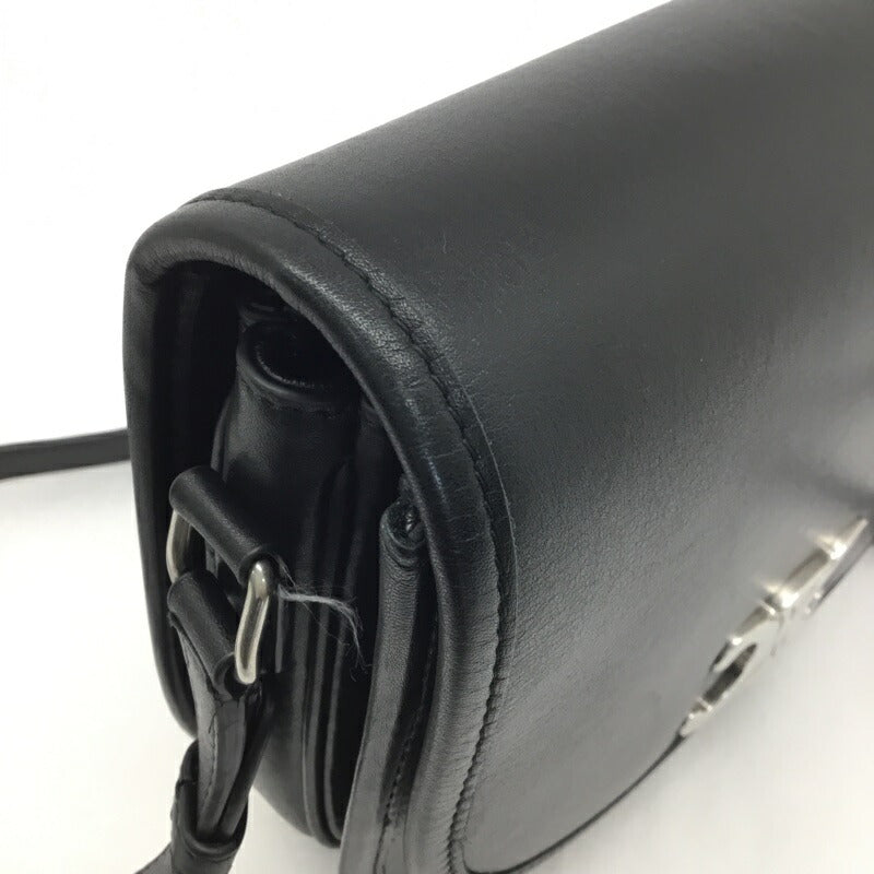 CELINE Medium Buzas Triomphe Shoulder Bag Leather Black Silver Hardware Women's