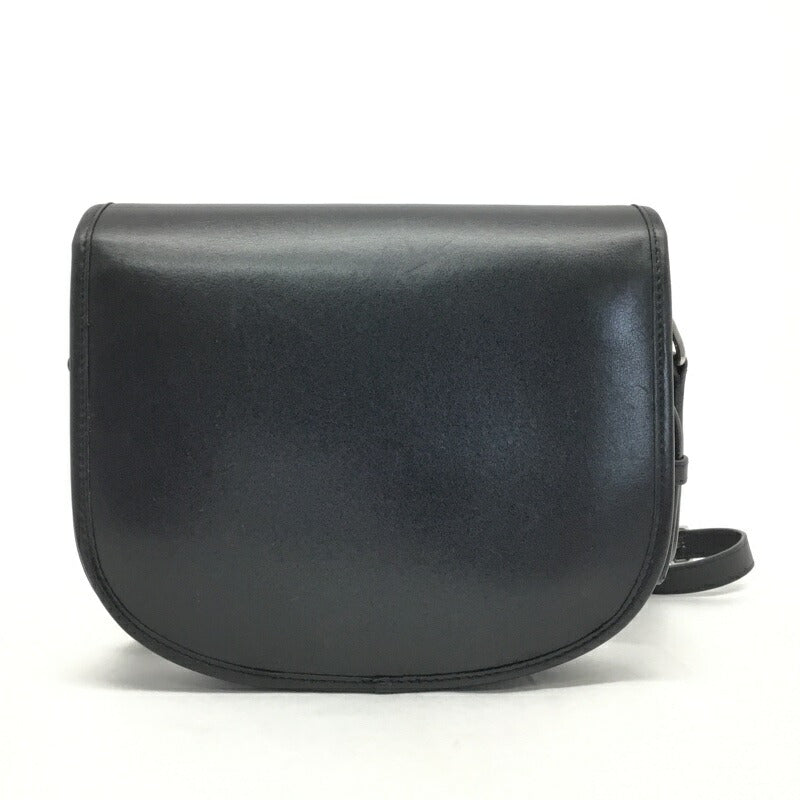 CELINE Medium Buzas Triomphe Shoulder Bag Leather Black Silver Hardware Women's