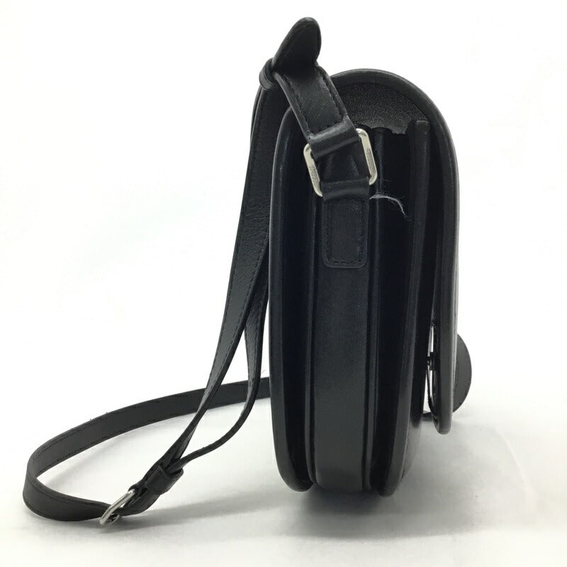 CELINE Medium Buzas Triomphe Shoulder Bag Leather Black Silver Hardware Women's