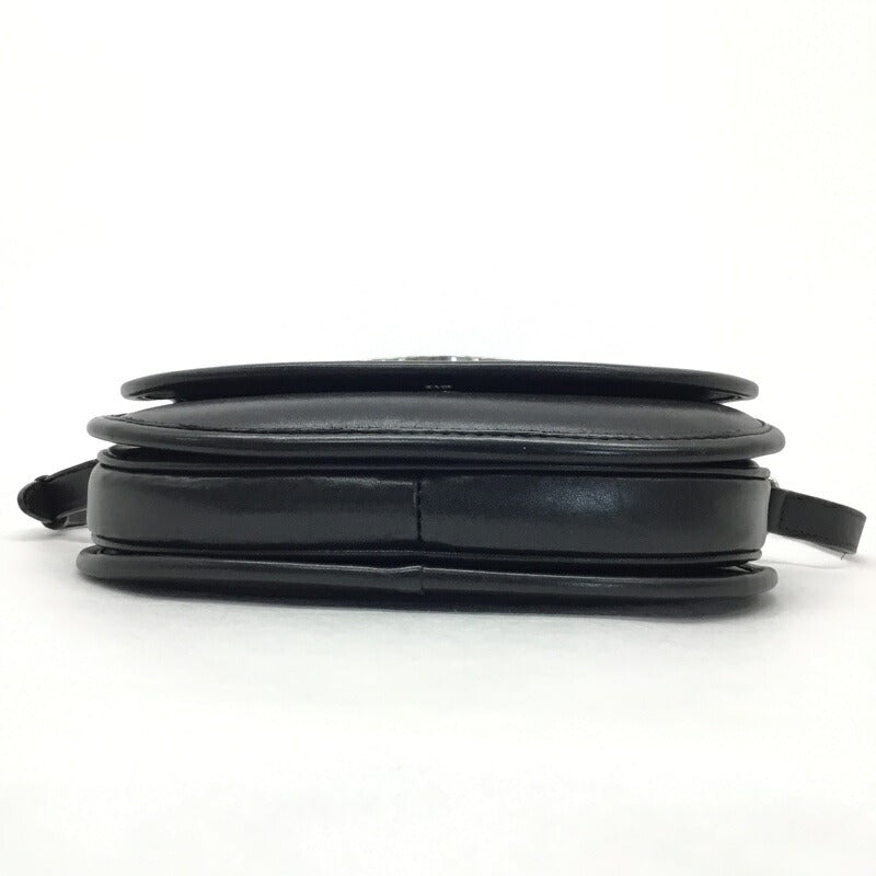 CELINE Medium Buzas Triomphe Shoulder Bag Leather Black Silver Hardware Women's