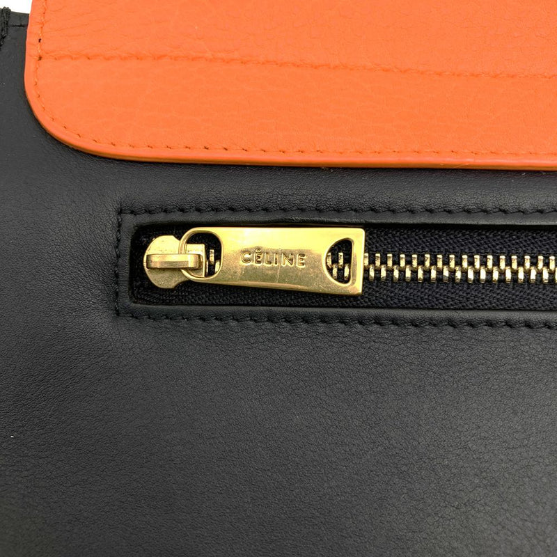 CELINE Trapeze 4124 Handbag Crossbody Shoulder Bag Orange/Black/White