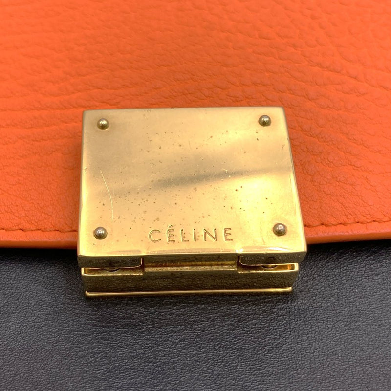 CELINE Trapeze 4124 Handbag Crossbody Shoulder Bag Orange/Black/White