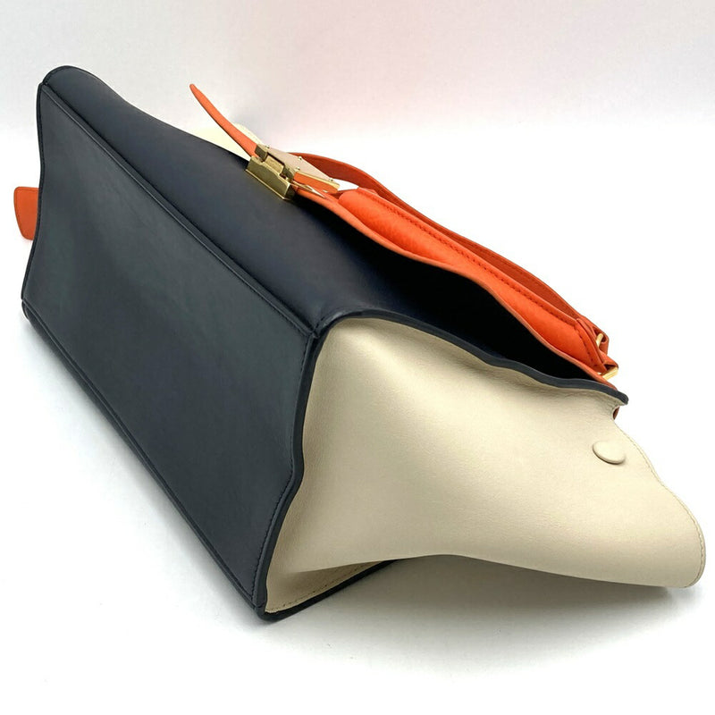 CELINE Trapeze 4124 Handbag Crossbody Shoulder Bag Orange/Black/White