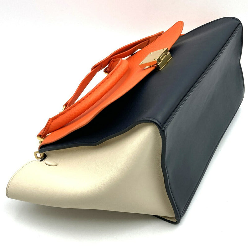 CELINE Trapeze 4124 Handbag Crossbody Shoulder Bag Orange/Black/White
