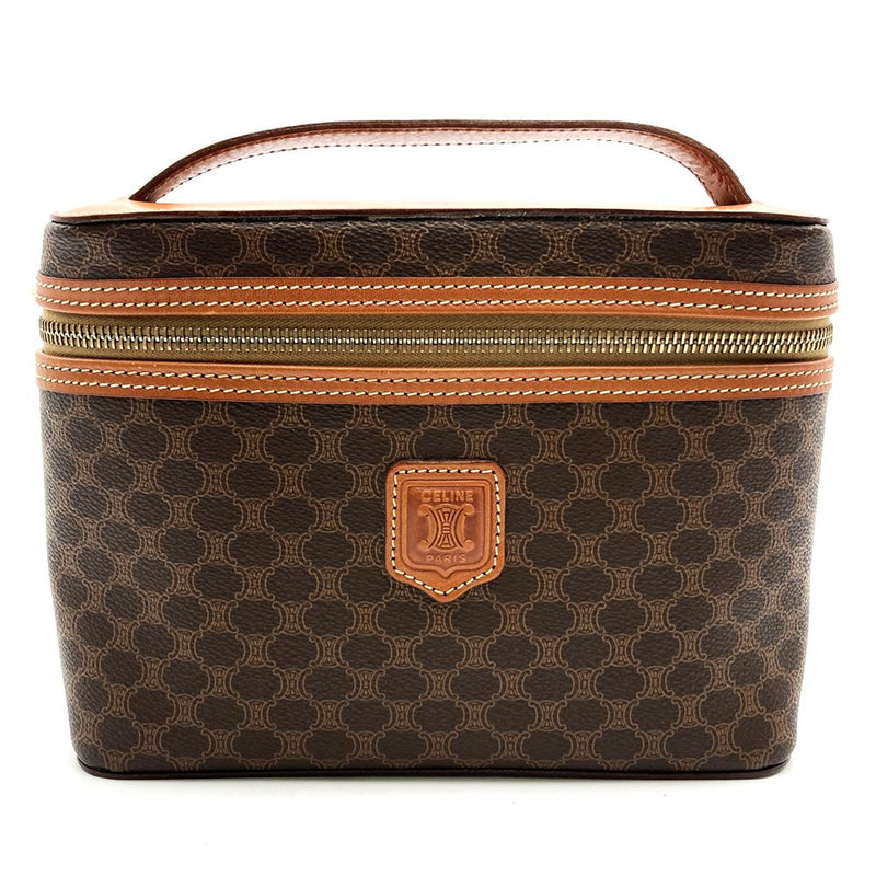 CELINE MC96 Vanity Bag Handbag Makeup Pouch Macadam PVC Brown Women's Men's