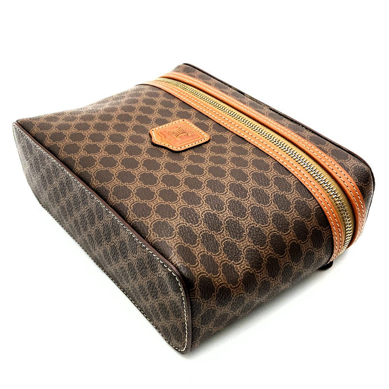 CELINE MC96 Vanity Bag Handbag Makeup Pouch Macadam PVC Brown Women's Men's