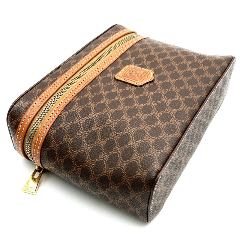 CELINE MC96 Vanity Bag Handbag Makeup Pouch Macadam PVC Brown Women's Men's