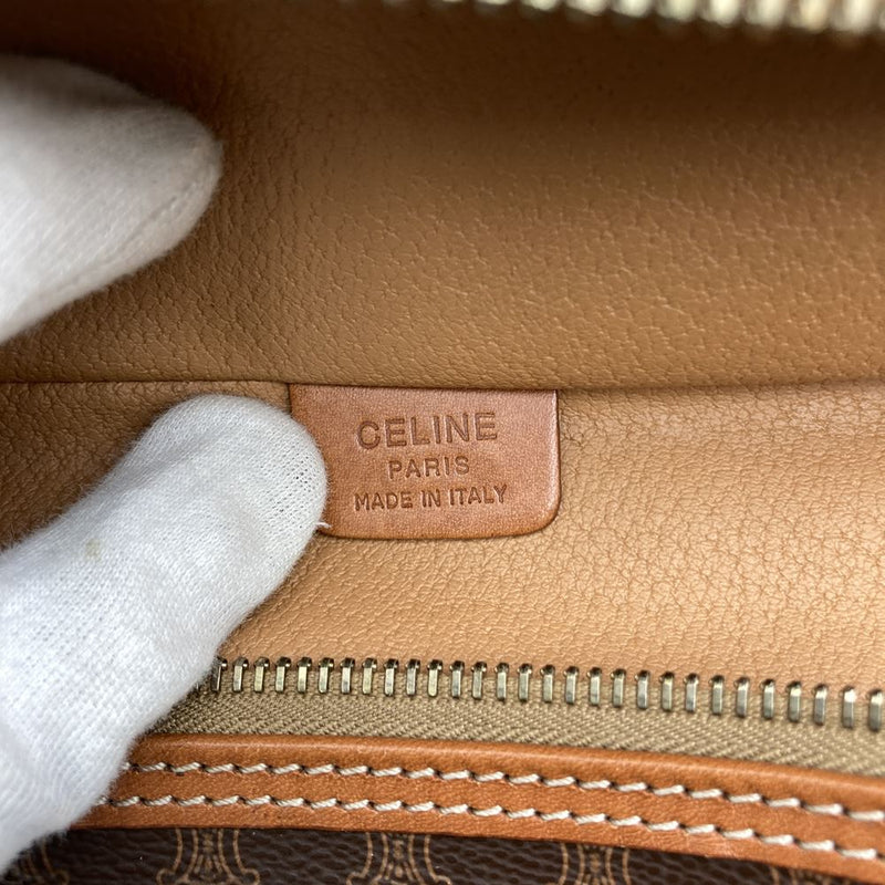 CELINE MC96 Vanity Bag Handbag Makeup Pouch Macadam PVC Brown Women's Men's