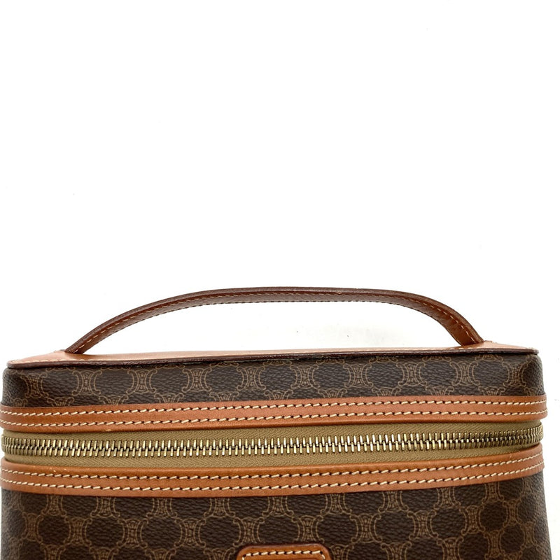 CELINE MC96 Vanity Bag Handbag Makeup Pouch Macadam PVC Brown Women's Men's