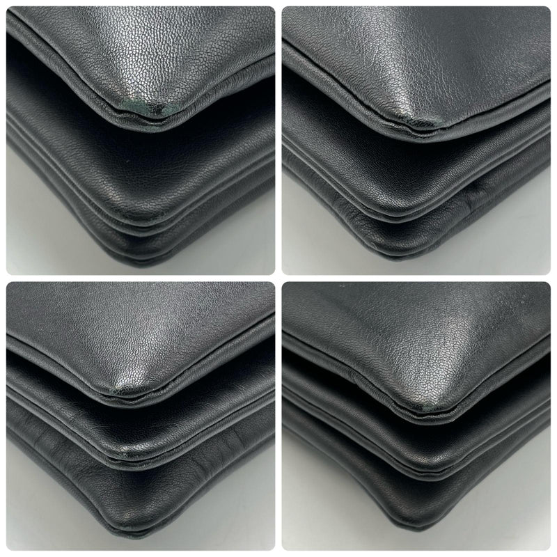 CELINE Shoulder Bag Trio Lambskin Black Women's