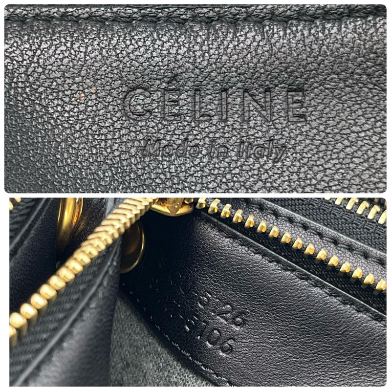 CELINE Shoulder Bag Trio Lambskin Black Women's